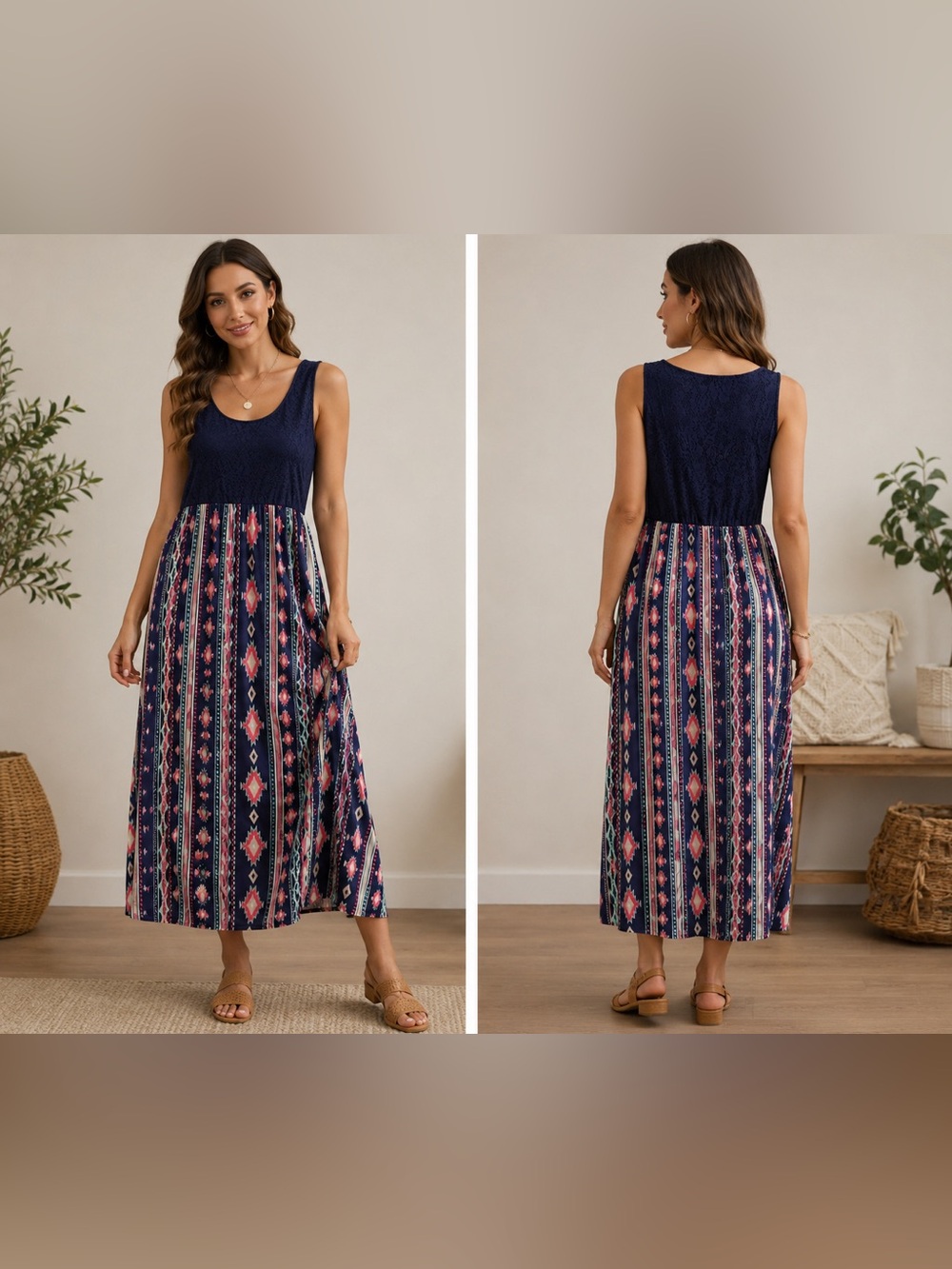 Navy Sleeveless Maxi Dress – Good Condition